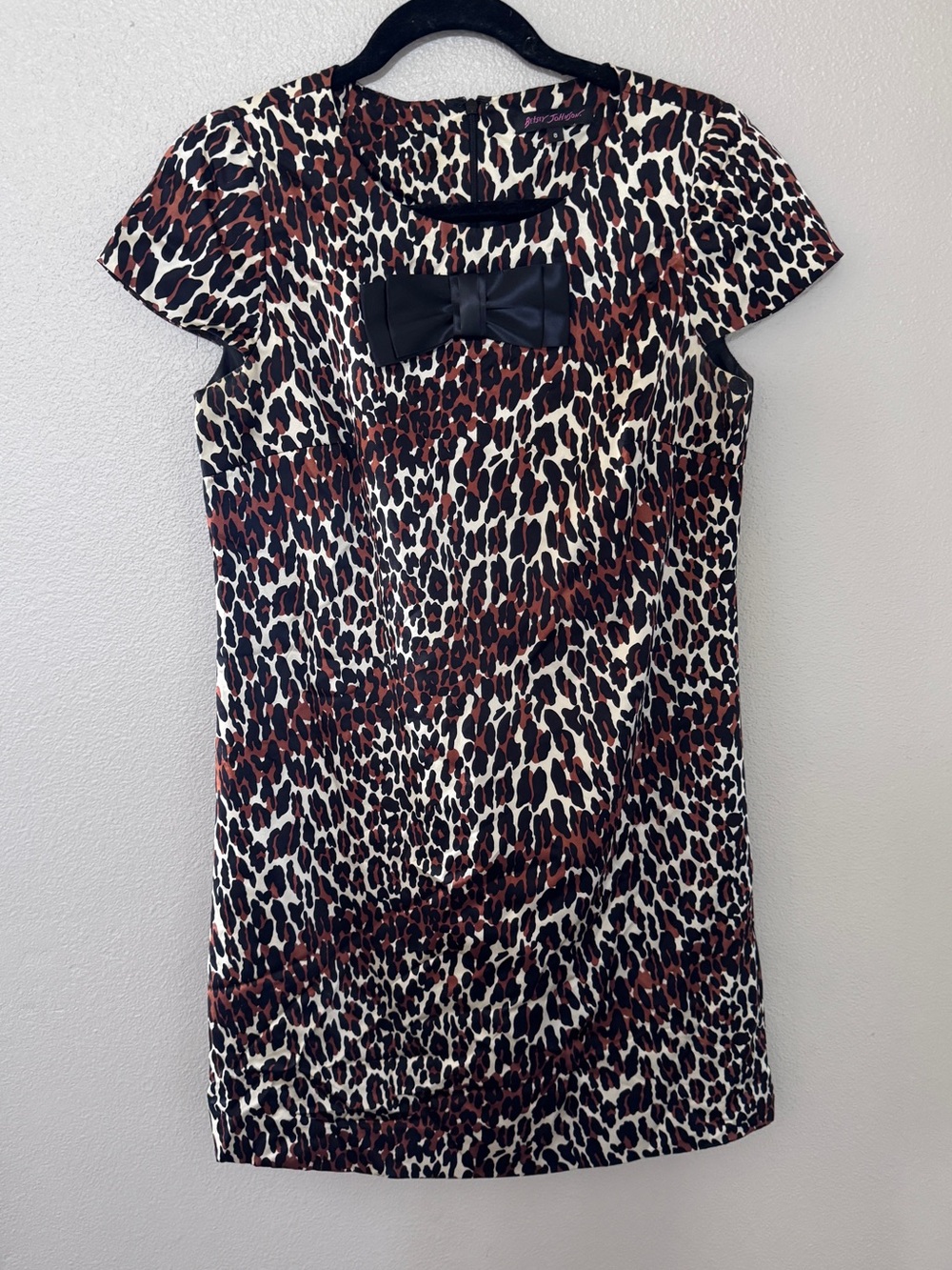 Vintage Betsey Johnson Leopard Print Dress with Black Bow